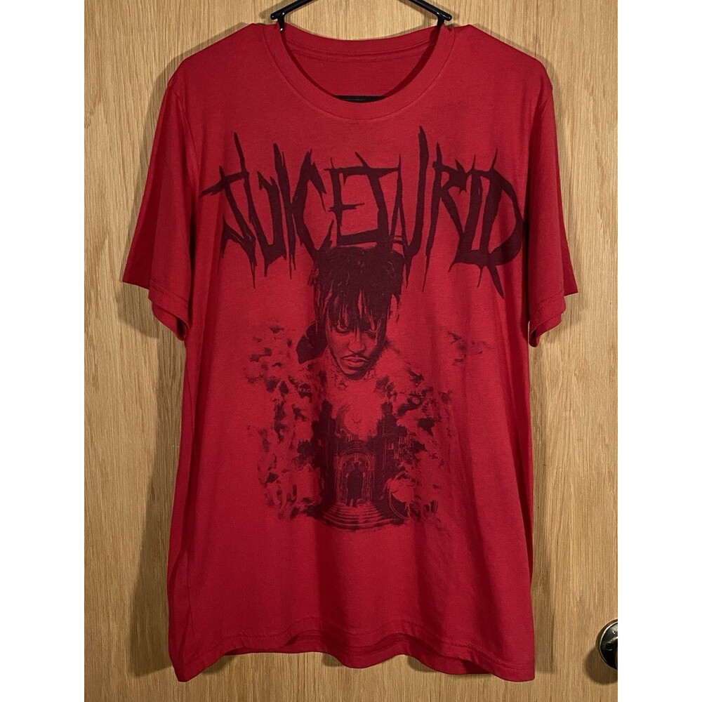 Juice Wrld 999 Club Lost Hills Graphic T-Shirt Double Graphic Red Black Skull